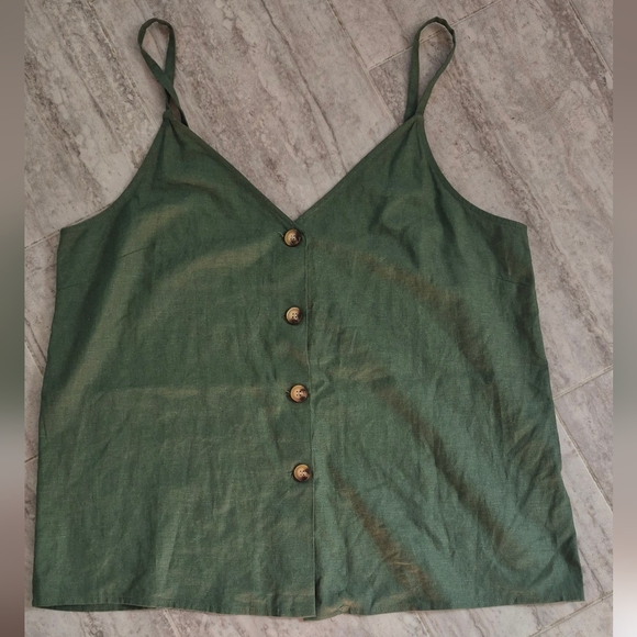topshop Tops - Topshop Olive Green Buttoned Camisole